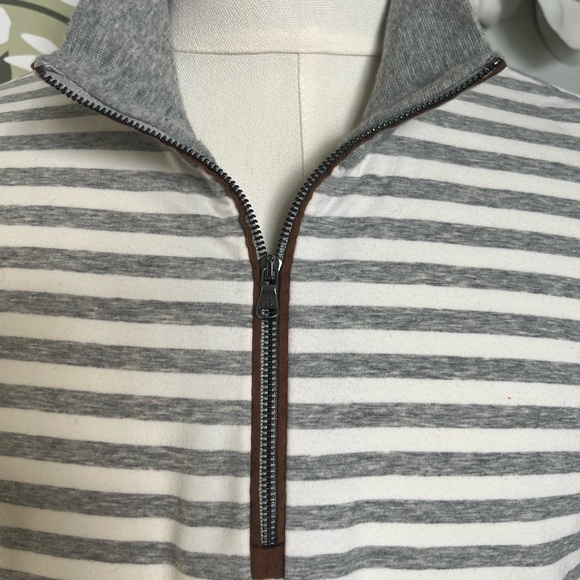 Polo Ralph Lauren Gray and White Striped Zip-Up Sweater - Picture 3 of 4